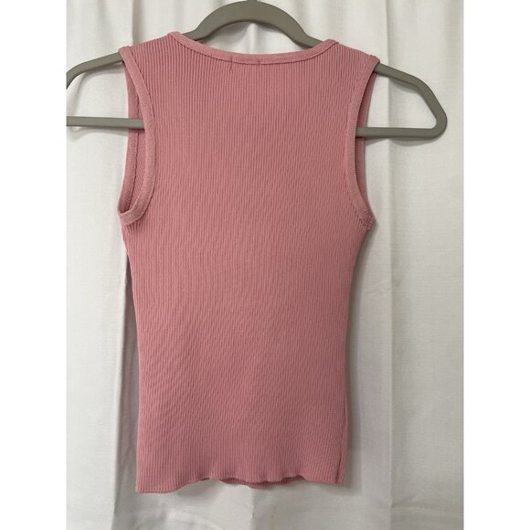 Vintage 90s XOXO Pink Stretch Ribbed Tank Size Medium - Picture 3 of 4
